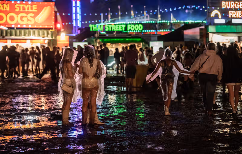 See the “aftermath” of tents left behind at Reading 2026 from aerial drone footage after heavy rain