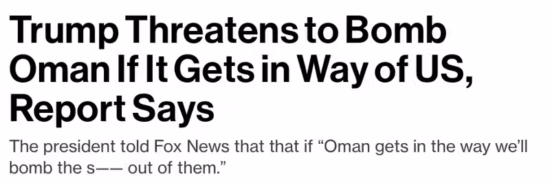 Iran War: Trump Threatens to Bomb Oman as Iran Attacks on Shipping Notch Up, WSJ Reports Planning for Bigger Escalation; Debate Over Covert Transits;