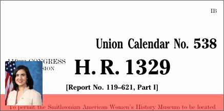 H.R. 1329: Smithsonian American Women’s History Museum Act