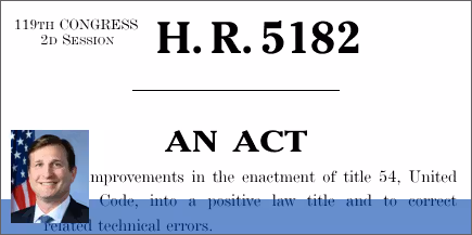 H.R. 5182: To make improvements in the enactment of title 54, United States Code, into a positive law title and to correct related technical errors.