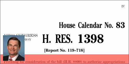 H.Res. 1398: Providing for consideration of the bill (H.R. 8800) to authorize appropriations for fiscal year 2027 for military activities of the Department of Defense, for military construction, and for defense activities of the Department of Energy, to