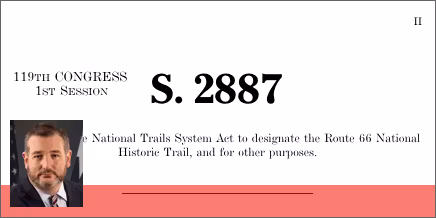 S. 2887: Route 66 National Historic Trail Designation Act