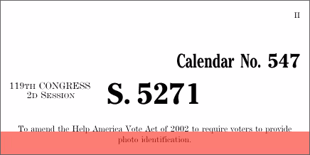 S. 5271: A bill to amend the Help America Vote Act of 2002 to require voters to provide photo identification.
