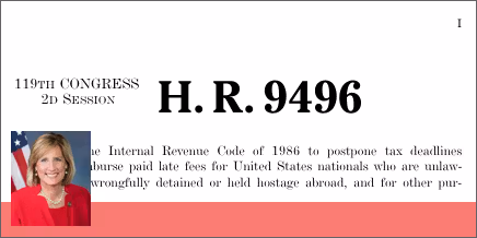 H.R. 9496: End Tax Penalties on American Hostages Act