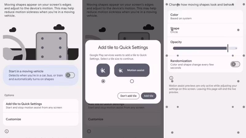 Google's anti-nausea Motion Assist dots finally rolling out on Android