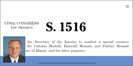S. 1516: Cahokia Mounds Mississippian Culture Study Act