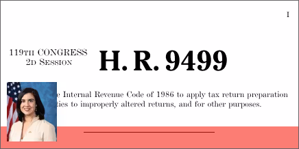 H.R. 9499: Protecting Taxpayers from Ghost Preparers Act