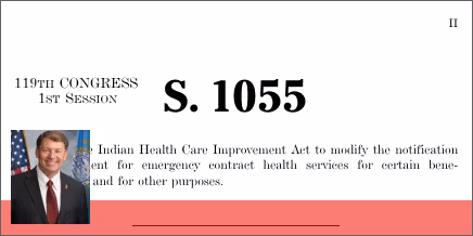 S. 1055: Indian Health Service Emergency Claims Parity Act