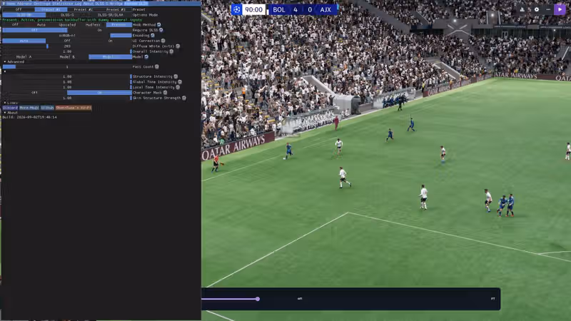 DLSS 5 can be jammed into almost any game now, so I've been playing FM26 with neural rendered little computer people because that's just what I do
