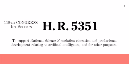 H.R. 5351: NSF AI Education Act of 2025