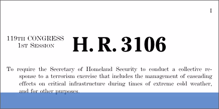 H.R. 3106: Weatherizing Infrastructure in the North and Terrorism Emergency Readiness Act of 2025