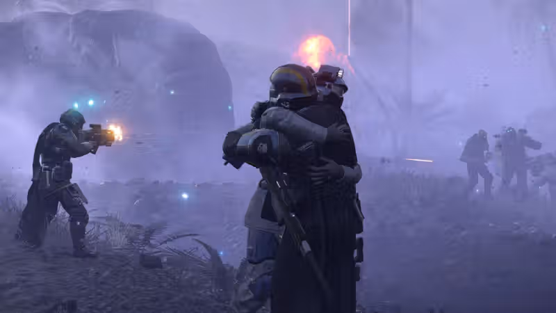 You can now cuddle Helldivers 2's beloved SEAF troopers, though maybe don't do what I did and try it when a Crusher's standing next to you