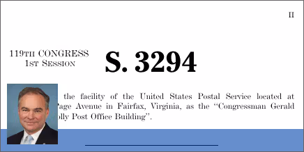 S. 3294: A bill to designate the facility of the United States Postal Service located at 10660 Page Avenue in Fairfax, Virginia, as the “Congressman Gerald E. Connolly Post Office Building”.