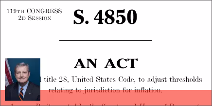 S. 4850: Diversity Jurisdiction Inflation Adjustment Act