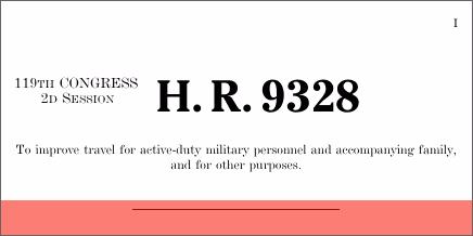 H.R. 9328: Improving Travel for Military Members Act