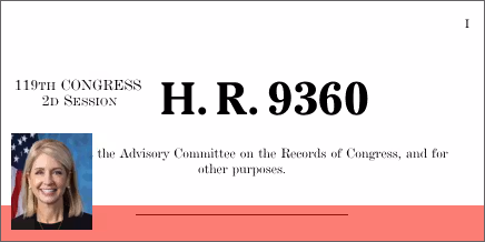 H.R. 9360: Advisory Committee on the Records of Congress Sunset Act