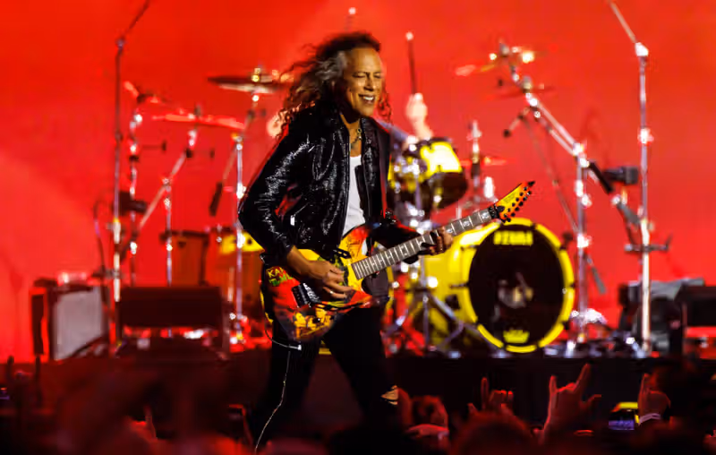 Metallica’s Kirk Hammett falls from stage days after Taylor Swift T-shirt backlash