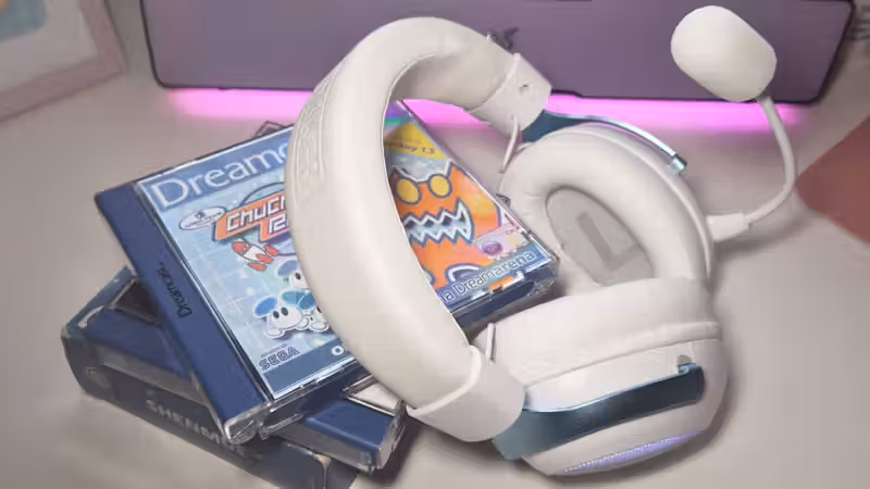 The white Epomaker GX1 wireless headset gives me Y2K vibes in the best possible way
