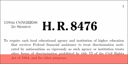 H.R. 8476: No Antisemitism in Education Act of 2026