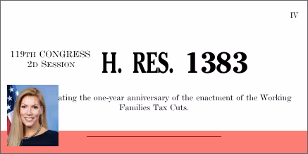 H.Res. 1383: Commemorating the one-year anniversary of the enactment of the Working Families Tax Cuts.